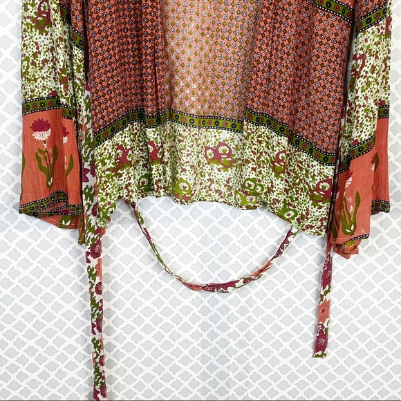 EUC RAGA Floral Boho Open Front Tie Waist Kimono - Picture 3 of 7